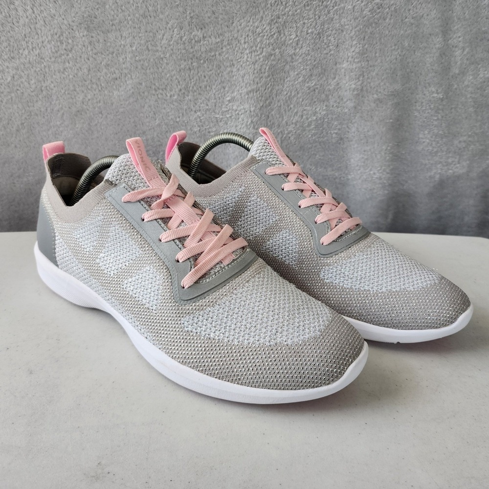 Vionic Shoes Womens Size 11 Walking Sneakers Lenora Silver Pink Knit Comfort